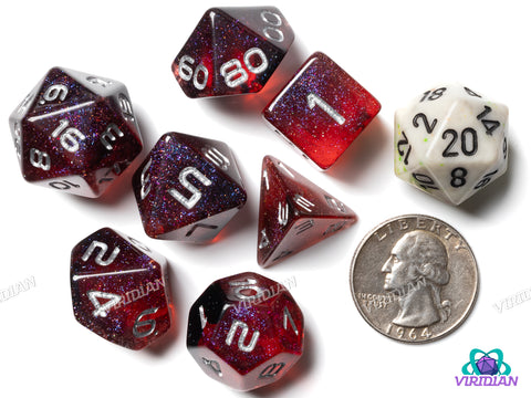 GALAXY: Red Cosmos (Silver) | Resin Polyhedral Dice Set (7)