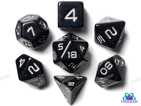 GALAXY: Starfall (Silver) | Resin Polyhedral Dice Set (7)