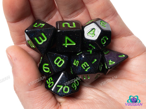 GALAXY: Starfall (Green) | Resin Polyhedral Dice Set (7)