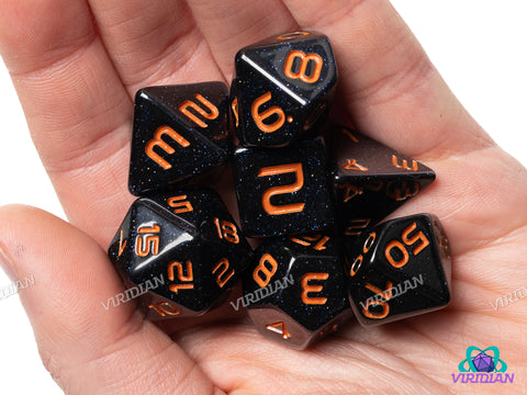 GALAXY: Starfall (Orange) | Resin Polyhedral Dice Set (7)