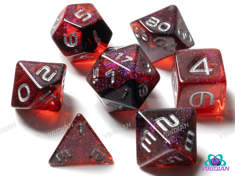 GALAXY: Red Cosmos (Silver) | Resin Polyhedral Dice Set (7)