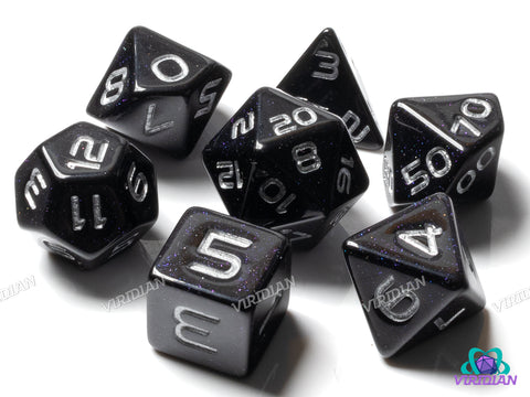 GALAXY: Starfall (Silver) | Resin Polyhedral Dice Set (7)