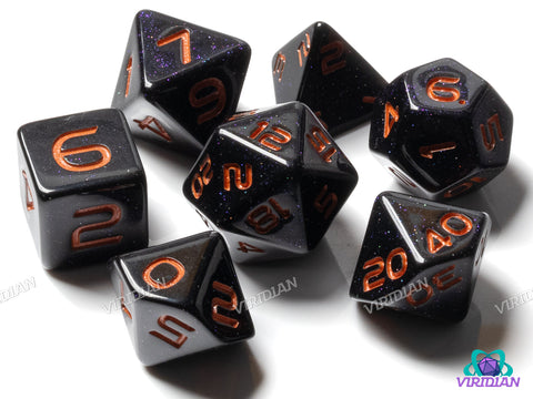 GALAXY: Starfall (Orange) | Resin Polyhedral Dice Set (7)