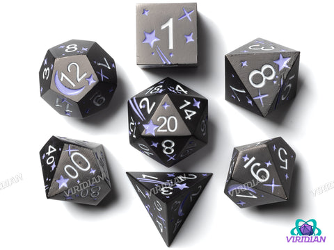 Starcrossed (Purple, Dark Silver) | Metal Dice (7)