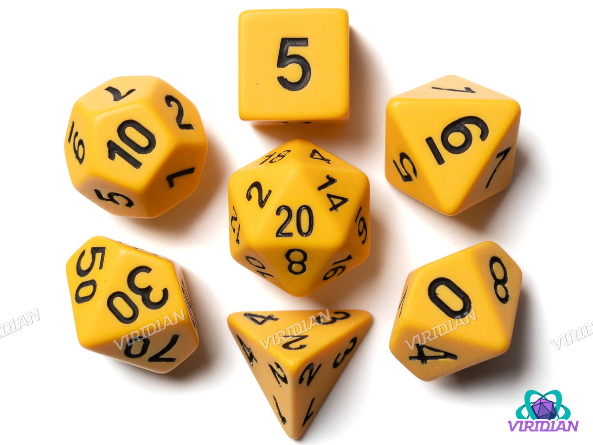 Commander Yellow | Matte Acrylic Dice Set (7) – Viridian Dice
