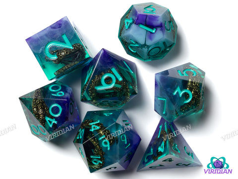 Octopus: Teal & Purple | Resin Polyhedral Dice (7)