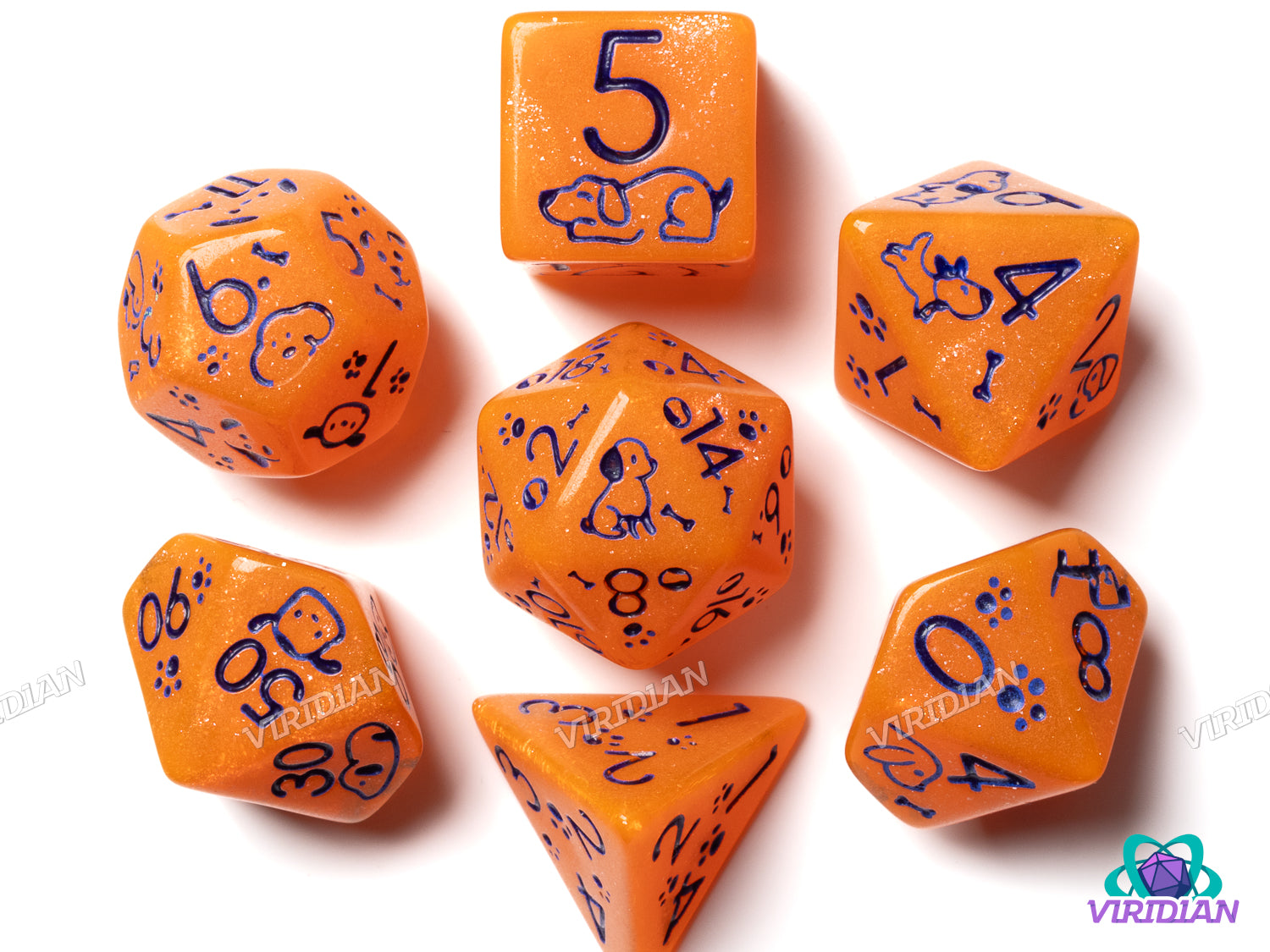 Cute Dogs: Syracuse Orange | Resin Polyhedral Dice (7)