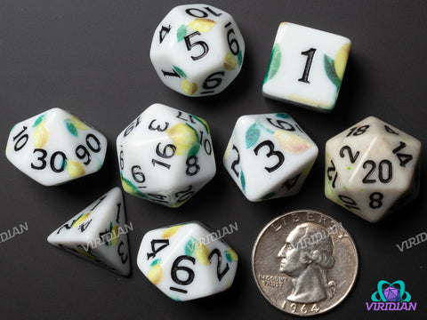 Just Lemons (Matte Print) | Acrylic Polyhedral Dice (7)