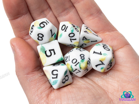 Just Lemons (Matte Print) | Acrylic Polyhedral Dice (7)