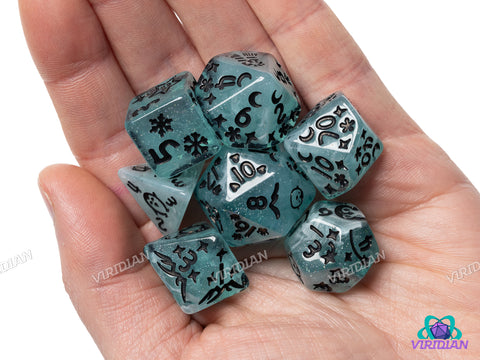 Ice Cold Penguins: Light Teal | Resin Polyhedral Dice (7)