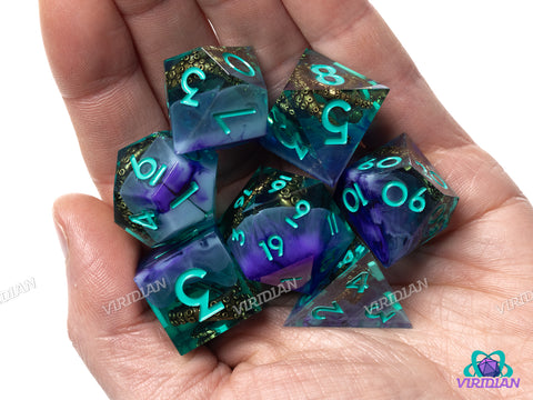 Octopus: Teal & Purple | Resin Polyhedral Dice (7)
