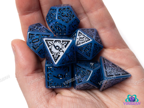 Blue Night Stars (Glitter) | Acrylic Polyhedral Dice (7)
