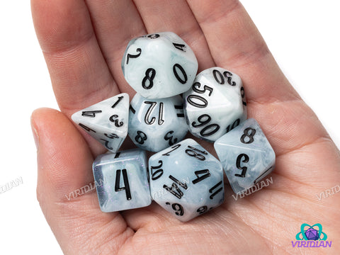 Blossom & Bloom: Flax Flower | Blackstone Bureau | Resin Dice Set (7)