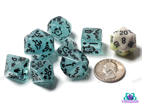 Ice Cold Penguins: Light Teal | Resin Polyhedral Dice (7)