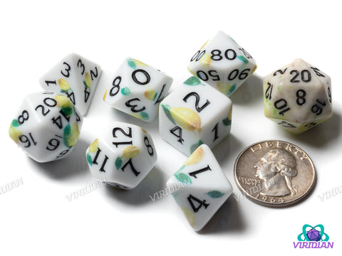 Just Lemons (Matte Print) | Acrylic Polyhedral Dice (7)