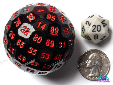 Black & Red D100 (Squared Edges) | 50mm Giant Acrylic Die (1)