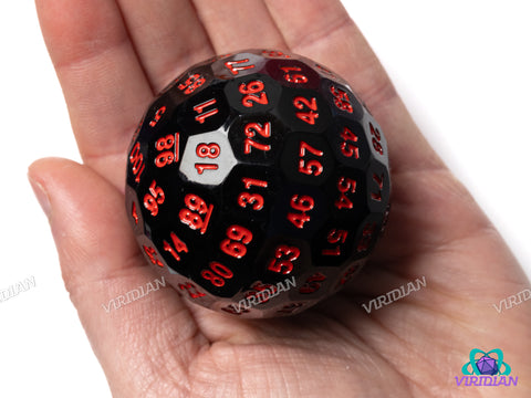 Black & Red D100 (Squared Edges) | 50mm Giant Acrylic Die (1)