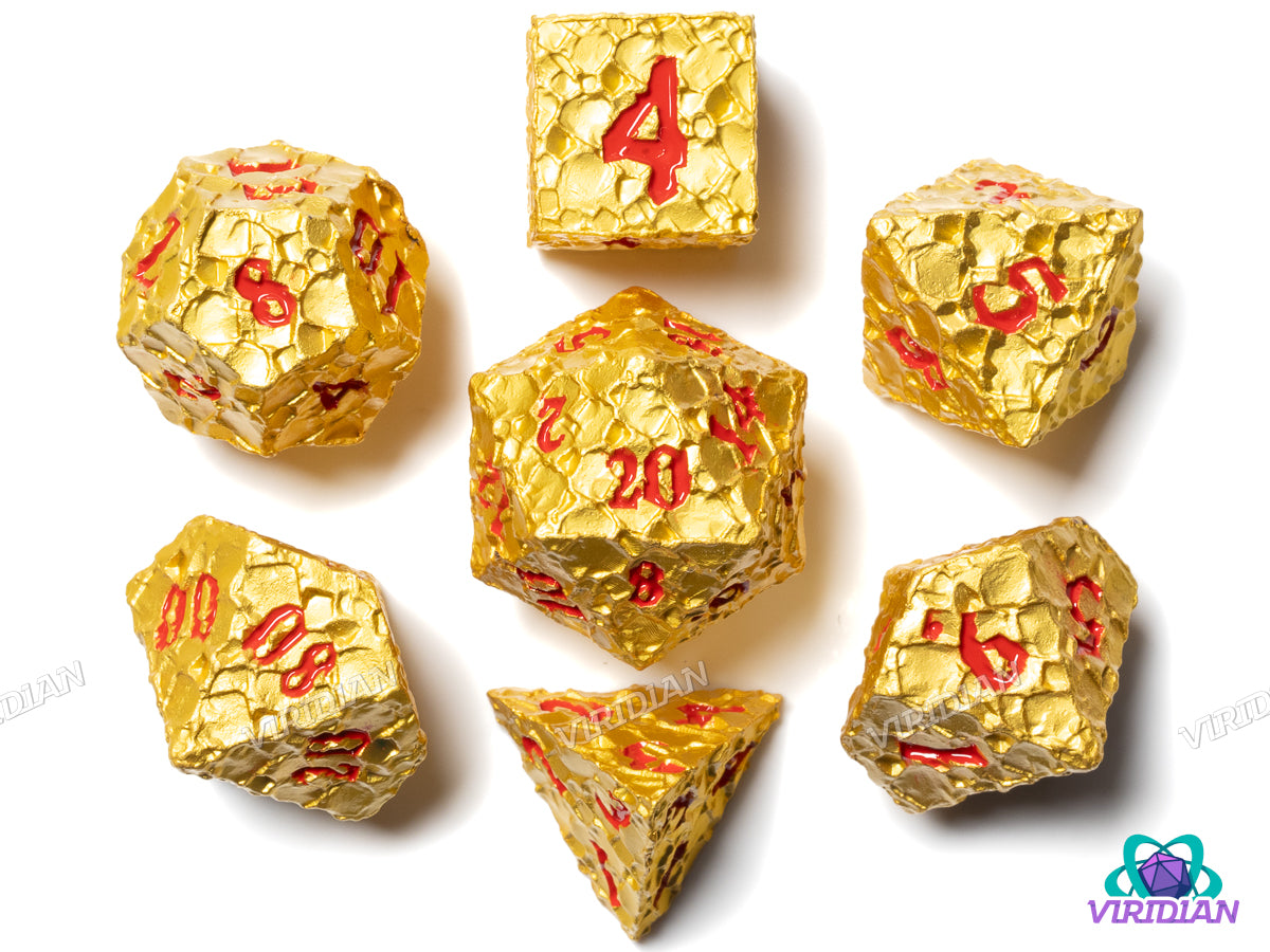 Golden Crackled | Metal Polyhedral Dice (7)