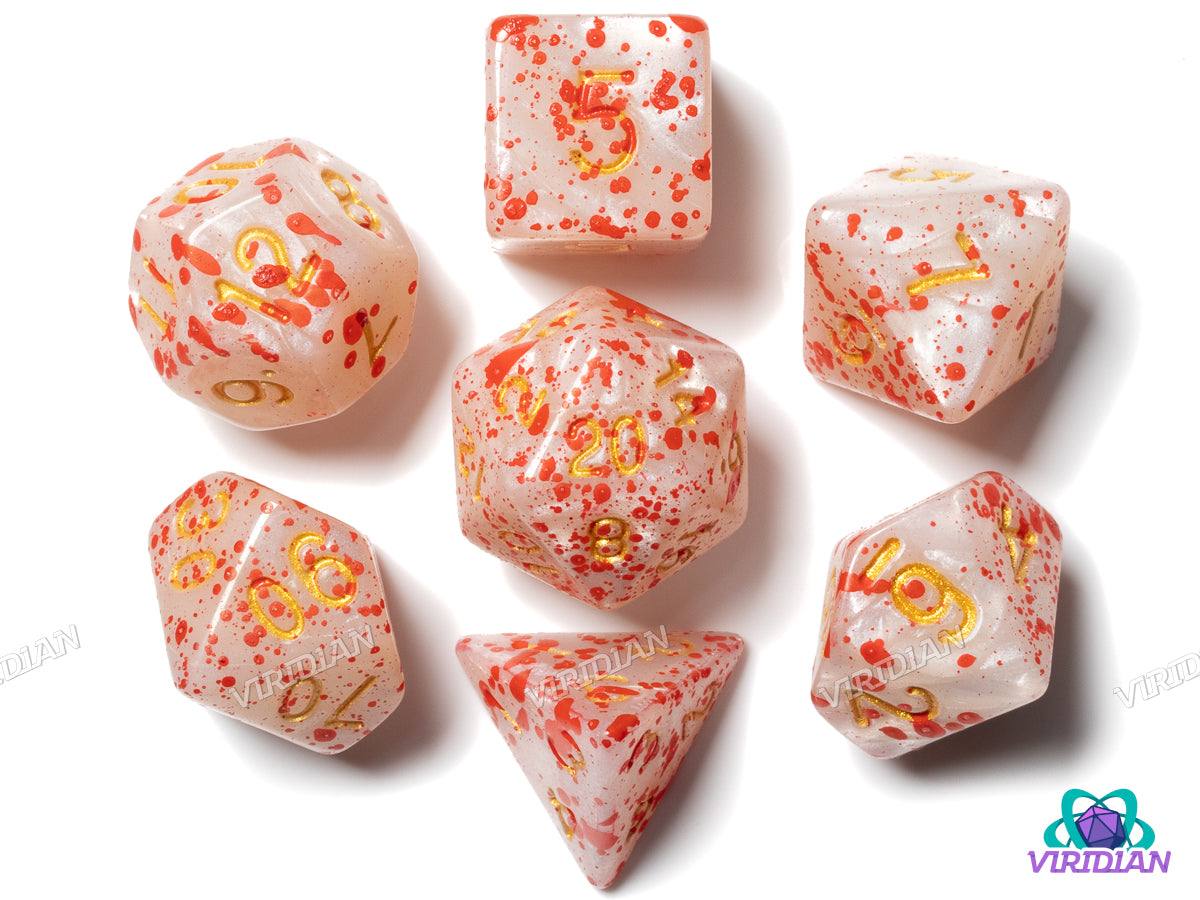 Pearled Battle (White) | Acrylic Polyhedral Dice (7)