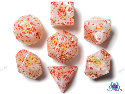 Pearled Battle (White) | Acrylic Polyhedral Dice (7)