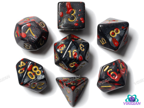 Pearled Battle (Black) | Acrylic Polyhedral Dice (7)