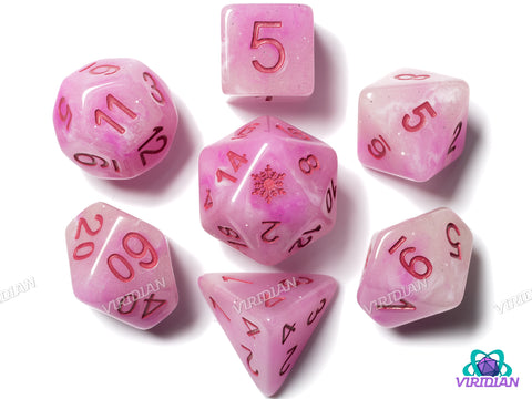 Pink Snowflakes! | Resin Polyhedral Dice (7)