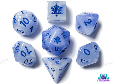 Blue Snowflakes! | Resin Polyhedral Dice (7)