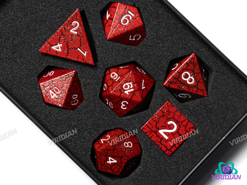 Red Cracked | Metal Polyhedral Dice (7)