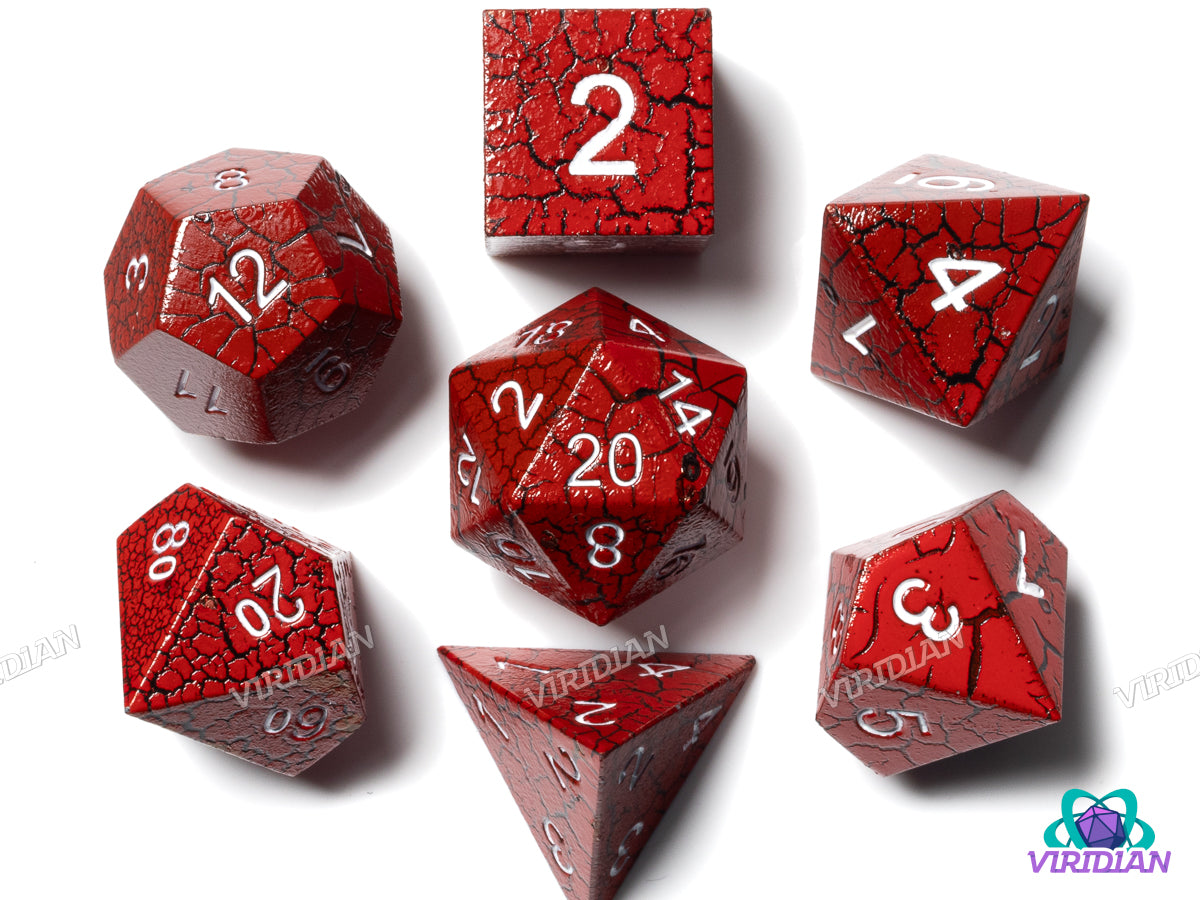 Red Cracked | Metal Polyhedral Dice (7)