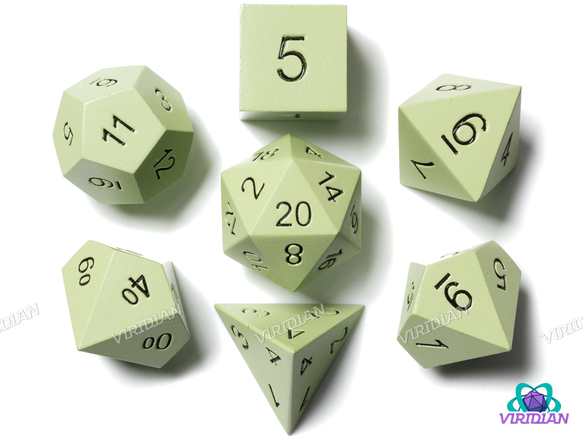 Flat Light-Green Metal | Metal Polyhedral Dice (7)