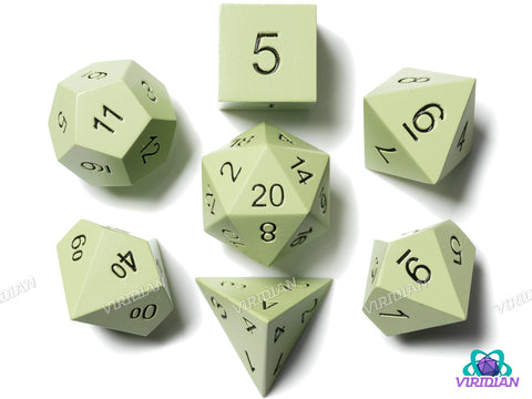 Flat Light-Green Metal | Metal Polyhedral Dice (7)