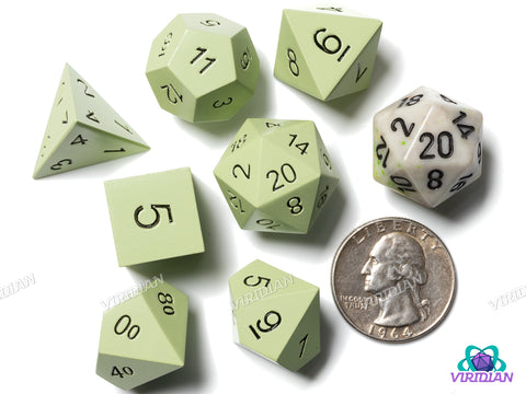 Flat Light-Green Metal | Metal Polyhedral Dice (7)