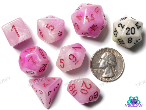 Pink Snowflakes! | Resin Polyhedral Dice (7)