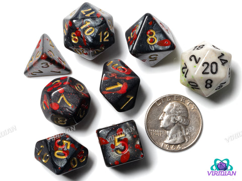 Pearled Battle (Black) | Acrylic Polyhedral Dice (7)