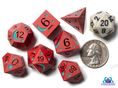 Starcrossed (Red & Teal) | Metal Dice (7)