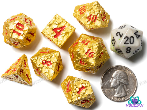 Golden Crackled | Metal Polyhedral Dice (7)