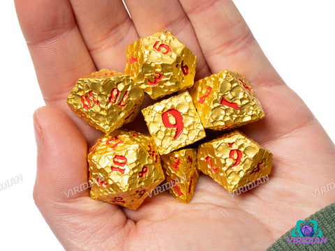 Golden Crackled | Metal Polyhedral Dice (7)