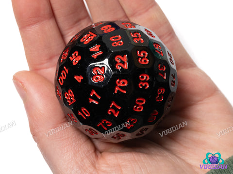 Black & Red D100 (Squared Edges) | 50mm Giant Acrylic Die (1)