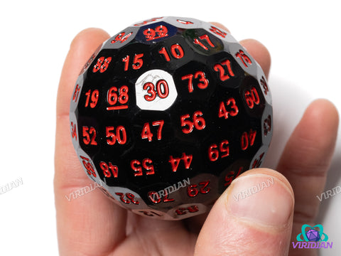 Black & Red D100 (Squared Edges) | 50mm Giant Acrylic Die (1)