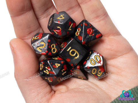 Pearled Battle (Black) | Acrylic Polyhedral Dice (7)