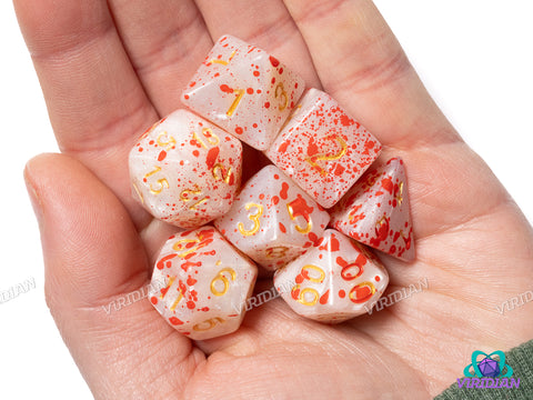 Pearled Battle (White) | Acrylic Polyhedral Dice (7)