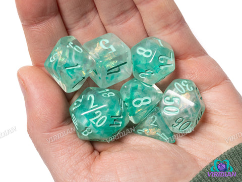 Sparkling Magic Sea | Resin Polyhedral Dice (7)