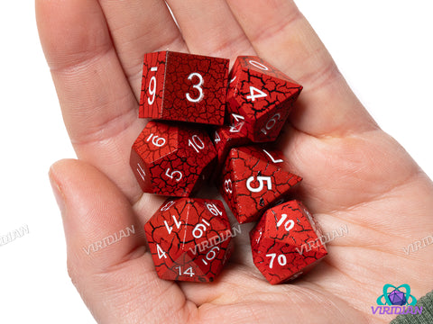 Red Cracked | Metal Polyhedral Dice (7)