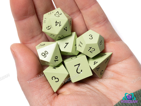 Flat Light-Green Metal | Metal Polyhedral Dice (7)