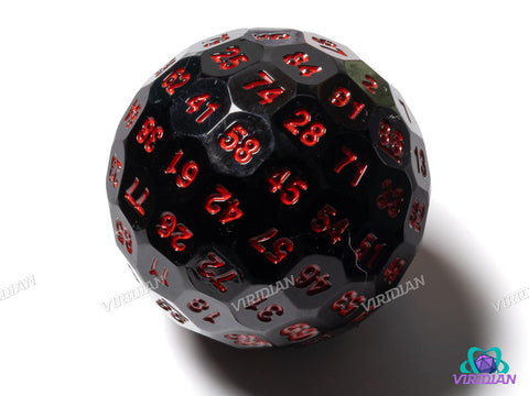 Black & Red D100 (Squared Edges) | 50mm Giant Acrylic Die (1)
