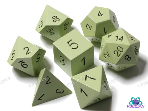 Flat Light-Green Metal | Metal Polyhedral Dice (7)