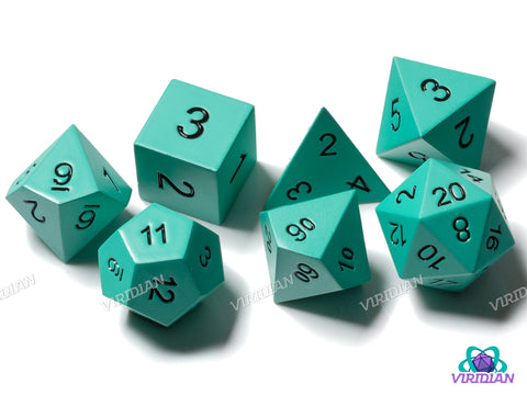 Flat Teal-Green Matte Metal | Metal Polyhedral Dice (7)