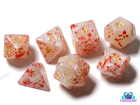 Pearled Battle (White) | Acrylic Polyhedral Dice (7)