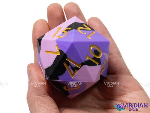 Lavender, Pink & Black Silicone (D20) | Giant D20 Die (1)