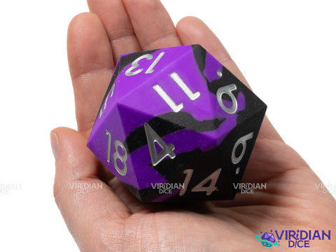 Purple & Black Silicone (D20) | Giant D20 Die (1)